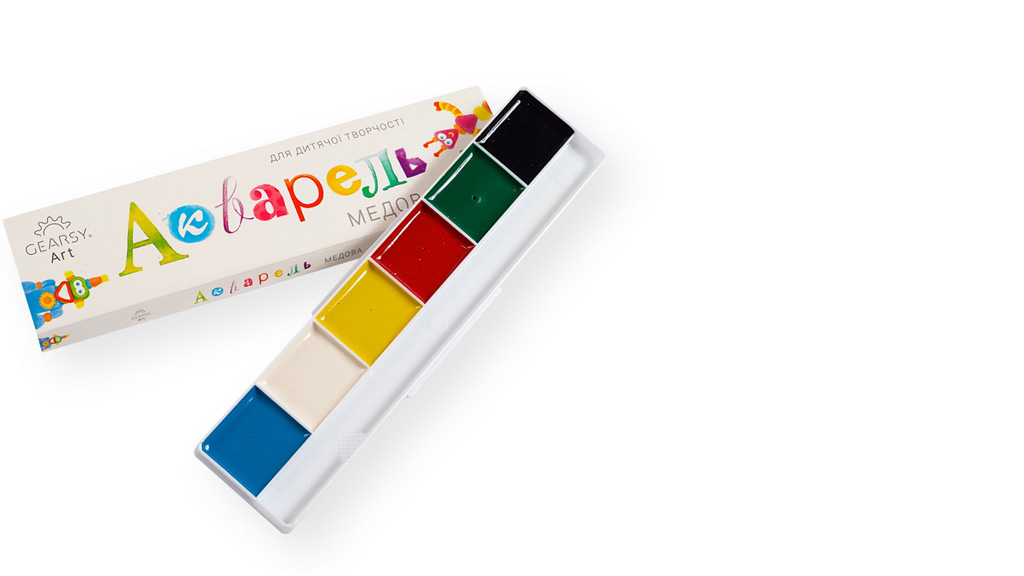 Фарби акварельні медові «Gearsy Art», набір із 6 кольорів