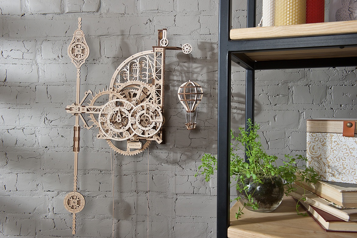 Дерев'яний механічний 3D-конструктор Аеро Годинник настінник годинник із маятником від Ugears